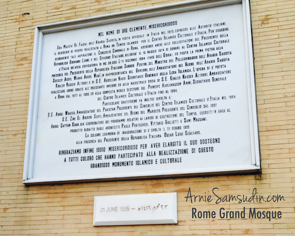 Rome Grand Mosque Sejarah Pembinaan